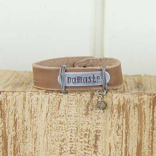 Namaste Tan Leather Bracelet