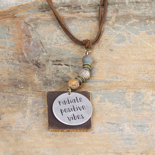 Radiate Positive Vibes Coffee Necklace With Dark Beads