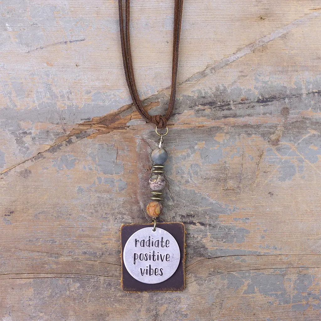 Radiate Positive Vibes Coffee Necklace With Dark Beads