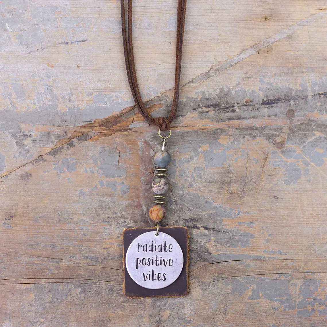 Radiate Positive Vibes Coffee Necklace With Dark Beads