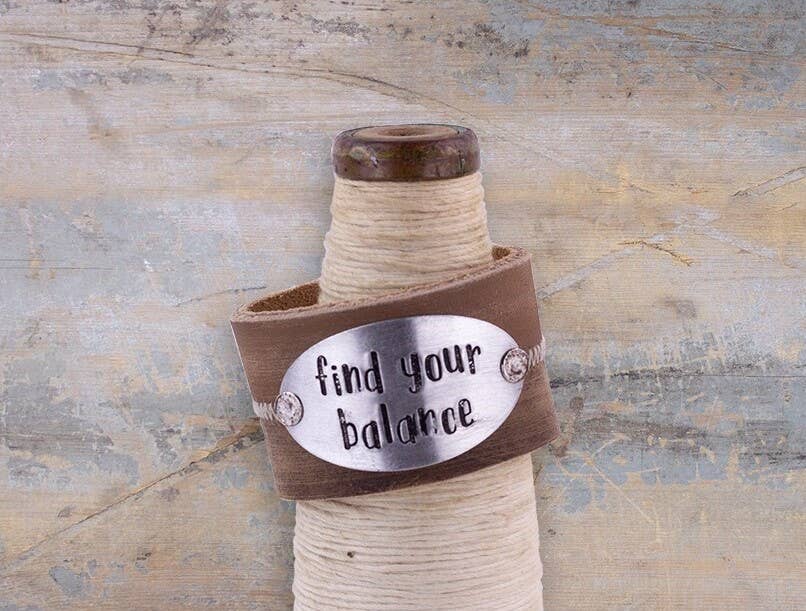 Stitched Coffee Find Your Balance Bracelet Cuff