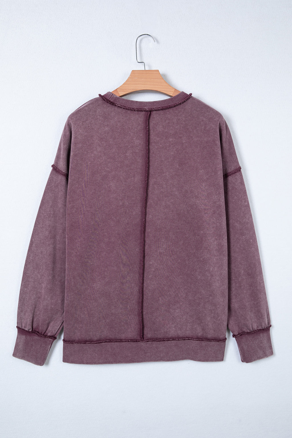 Red Sandalwood Mineral Wash Exposed Seam Side Slit Sweatshirt