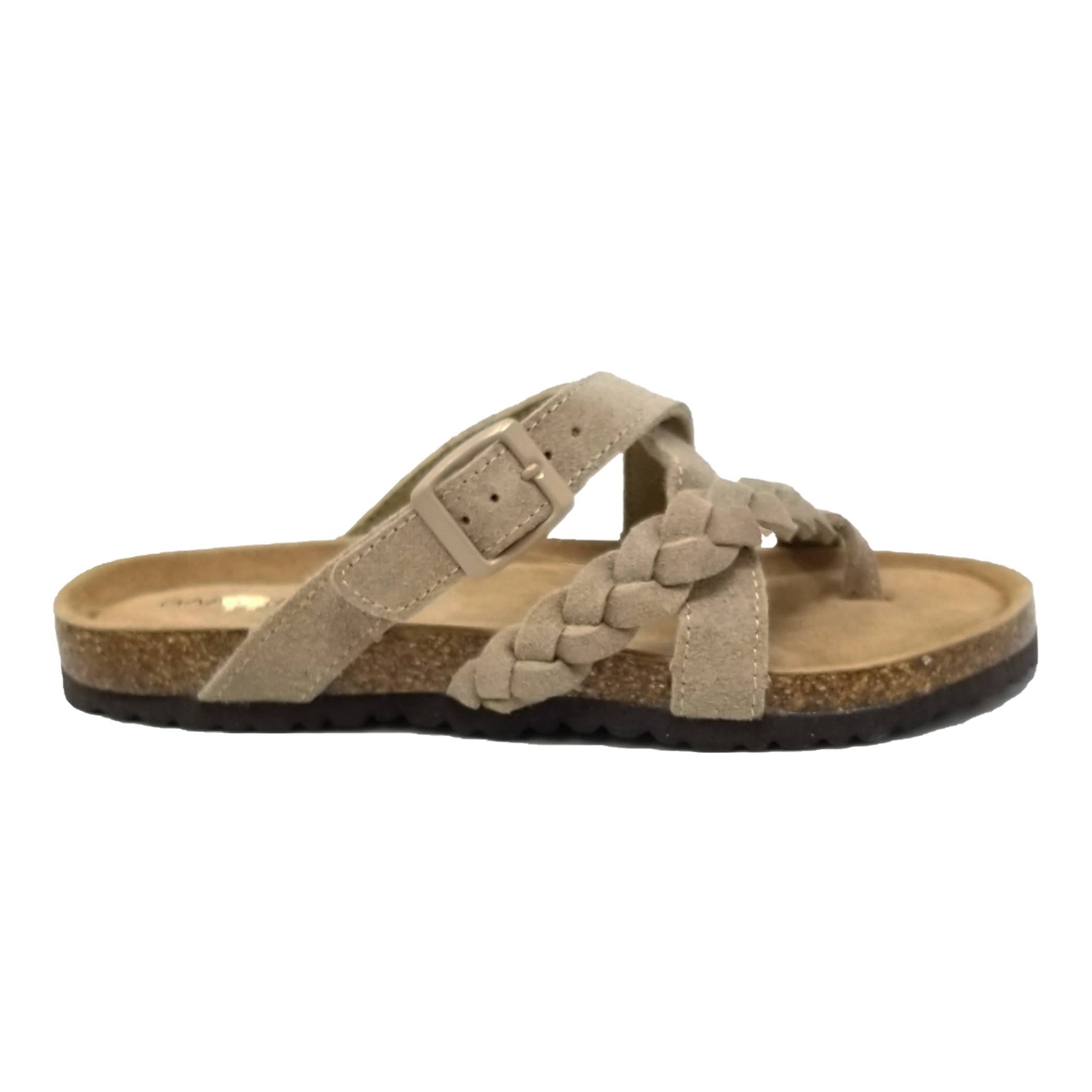 Braided Criss Cross Buckled Leather Footbed Sandal