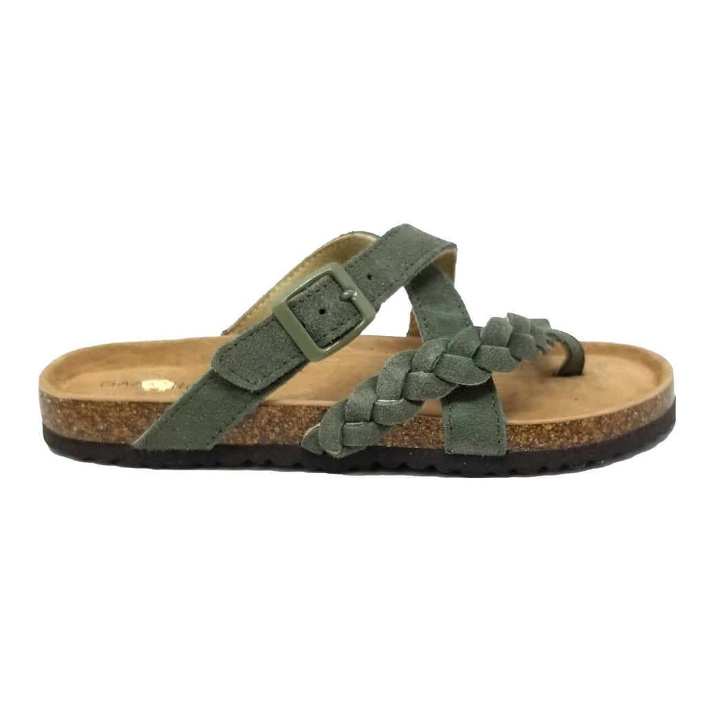 Braided Criss Cross Buckled Leather Footbed Sandal