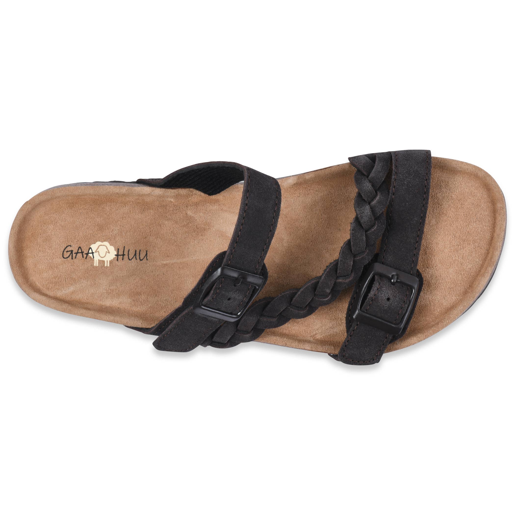 Braided Adjustable 2 Strap Suede Leather Footbed Sandal