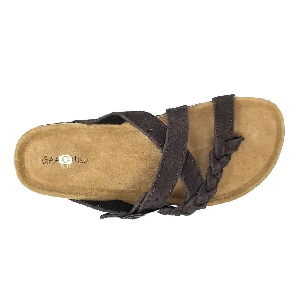 Braided Criss Cross Buckled Leather Footbed Sandal