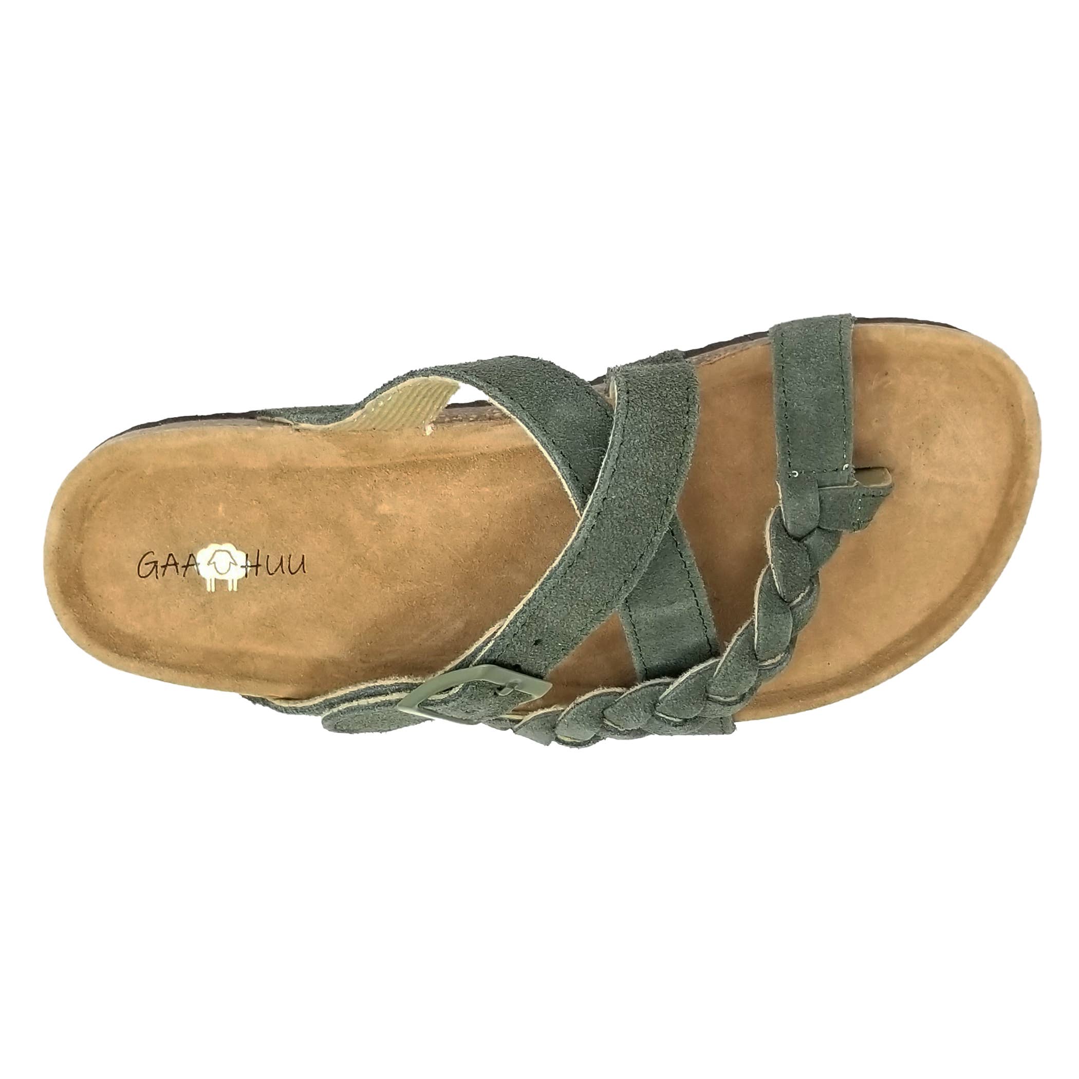 Braided Criss Cross Buckled Leather Footbed Sandal