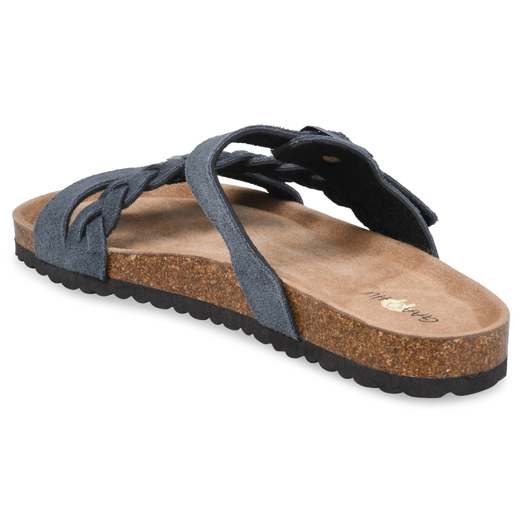 Braided Adjustable 2 Strap Suede Leather Footbed Sandal