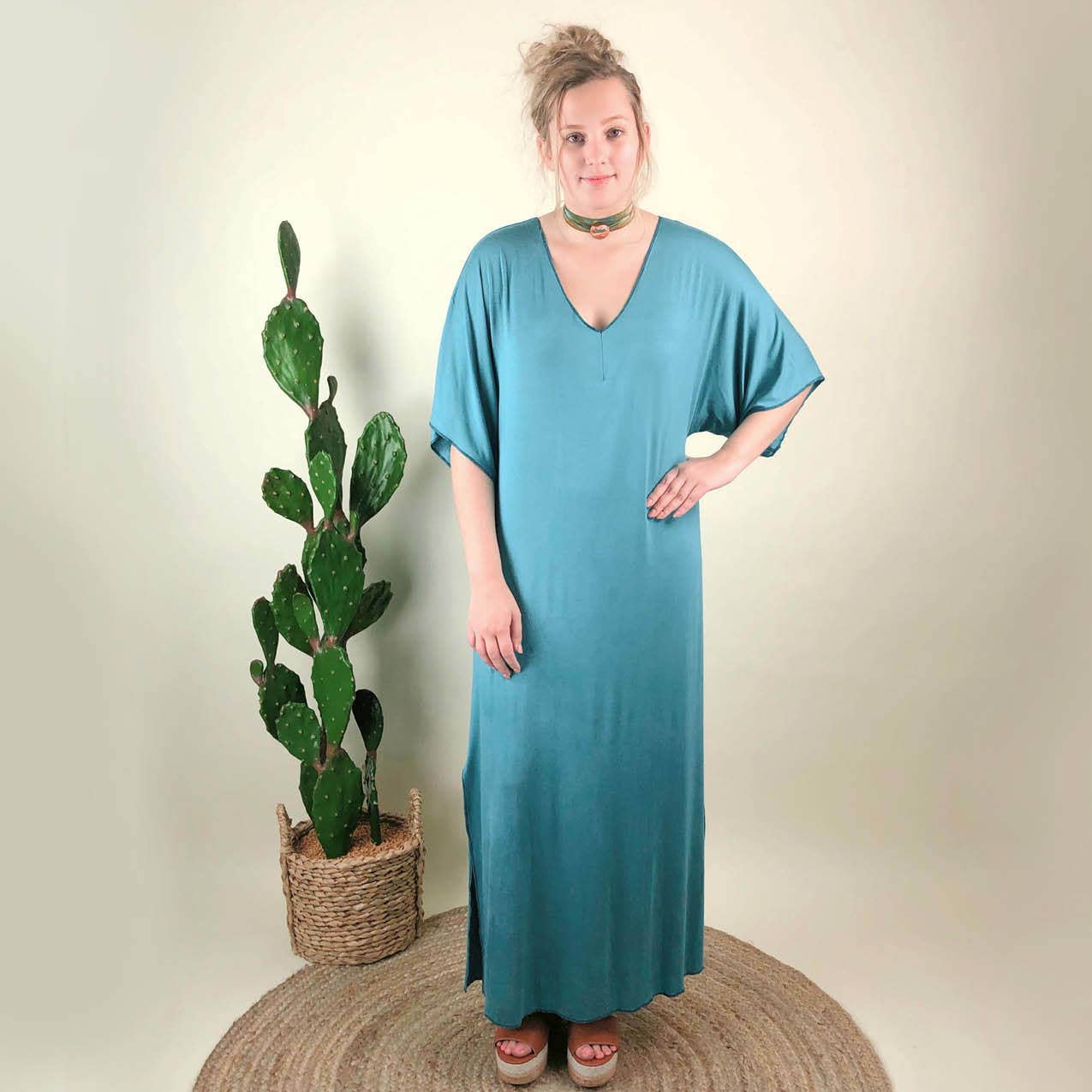 Turquoise Adele  Caftan Dress