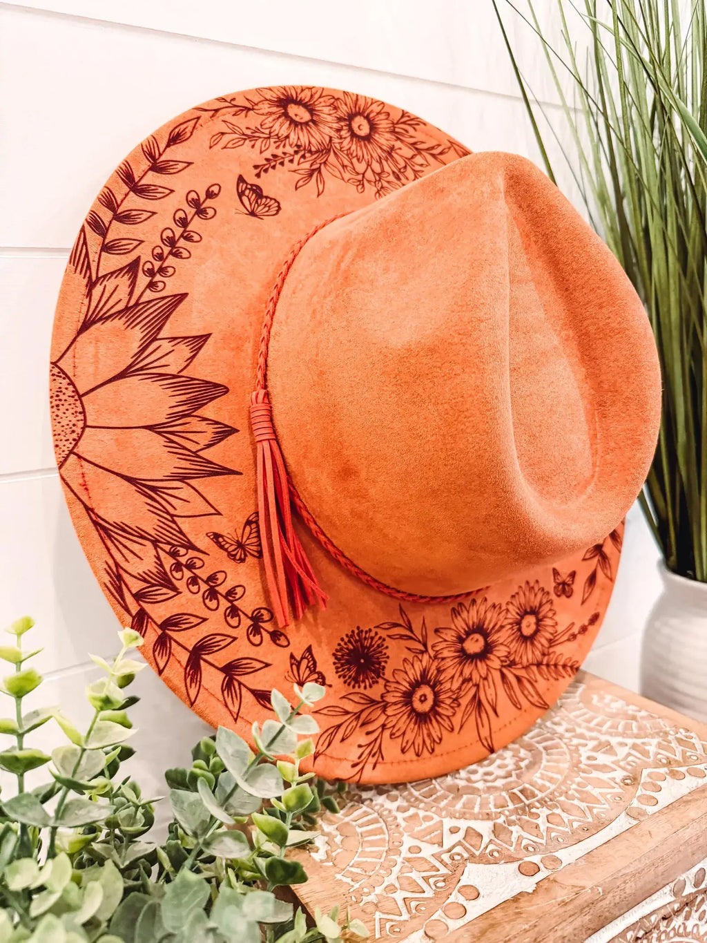 Engraved Floral Hat