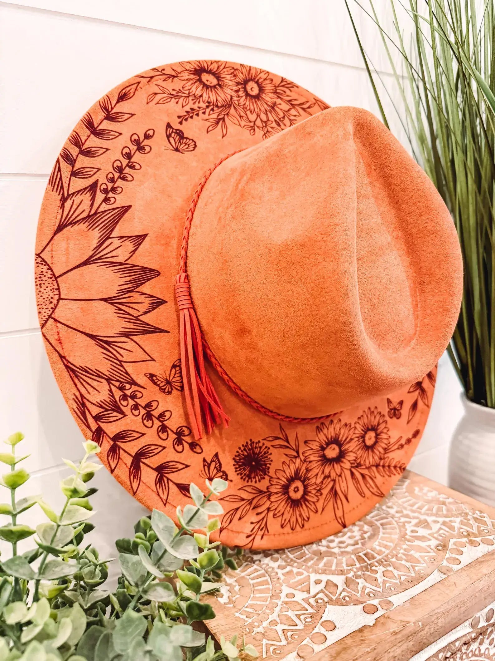 Engraved Floral Hat
