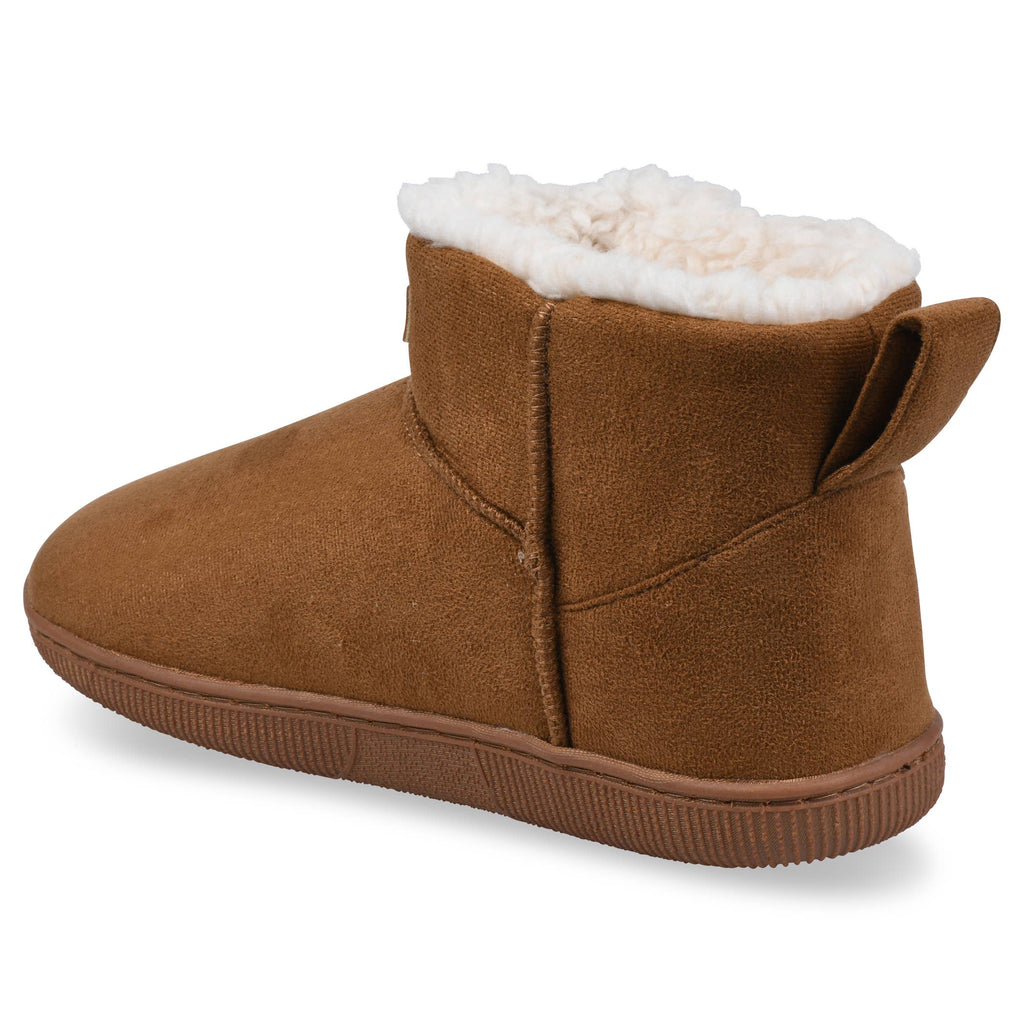 Womens polysuede low cut ankle slipper boot