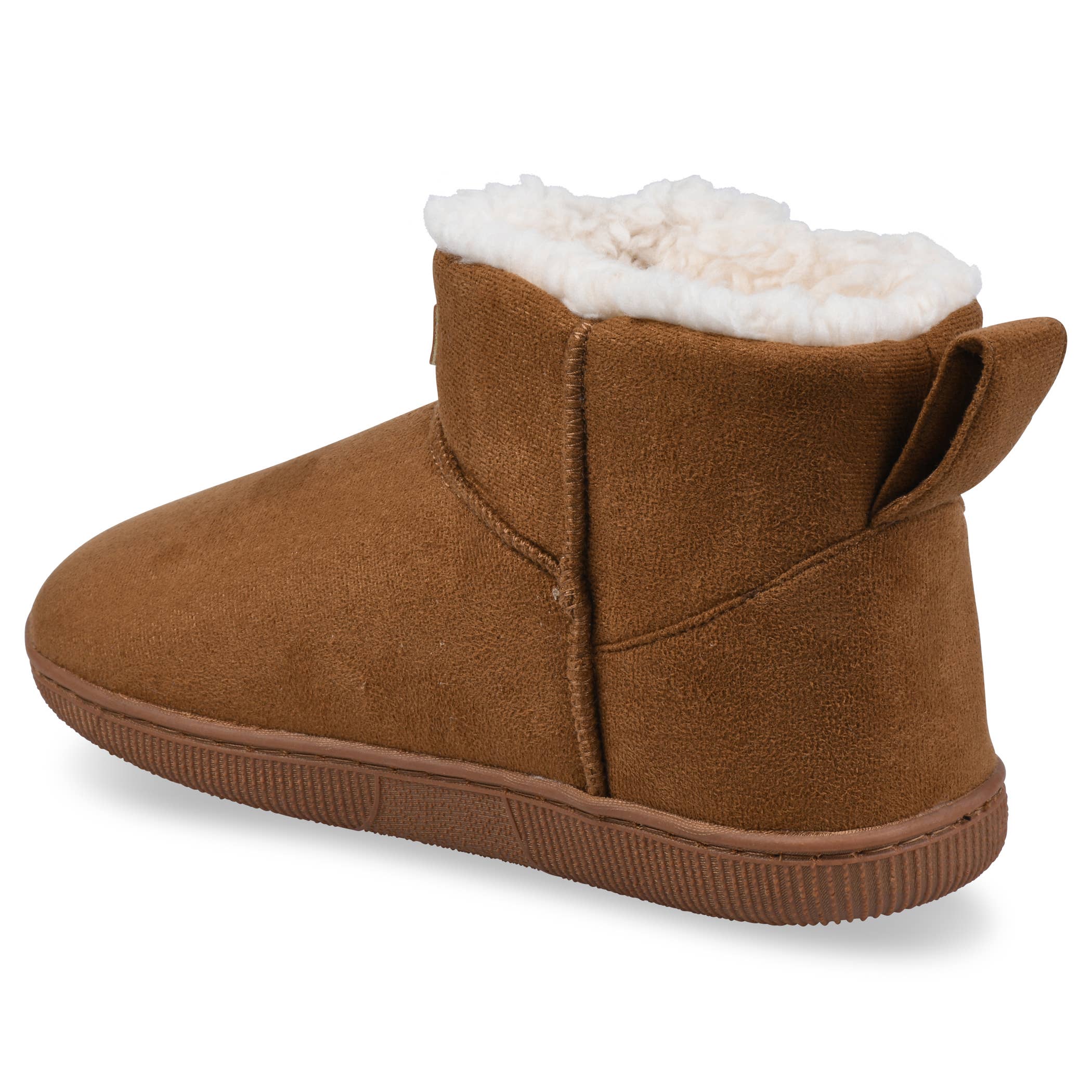 Womens polysuede low cut ankle slipper boot