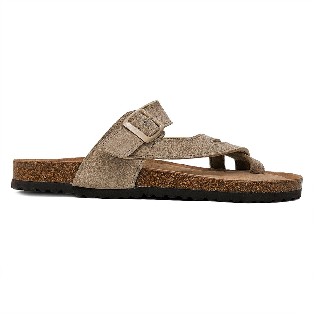Womens weaved leather toe strap footbed sandal