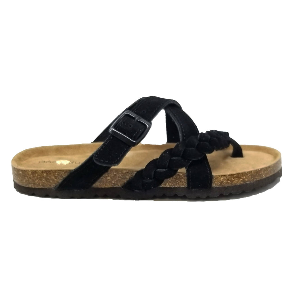 Braided Criss Cross Buckled Leather Footbed Sandal