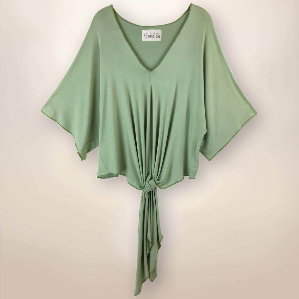 Cactus Green Paige Tie Front Kimono