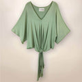 Cactus Green Paige Tie Front Kimono