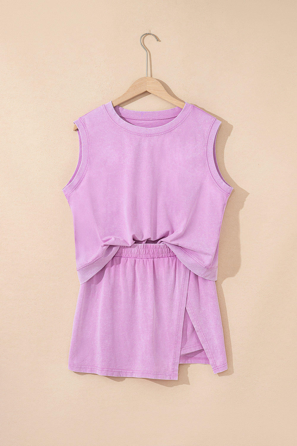 Phalaenopsis 2 Pieces Mineral Wash Cotton Lined Split Skirt Set