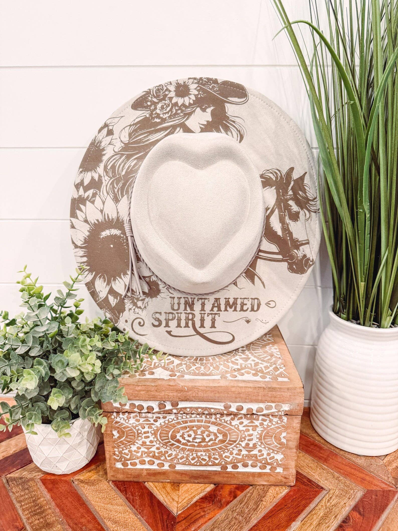 Cowgirl Engraved Heart Hat