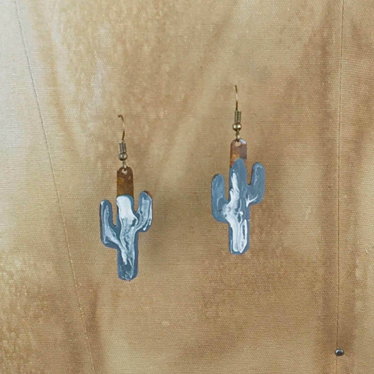 Small Agua Swirl Cactus Earrings