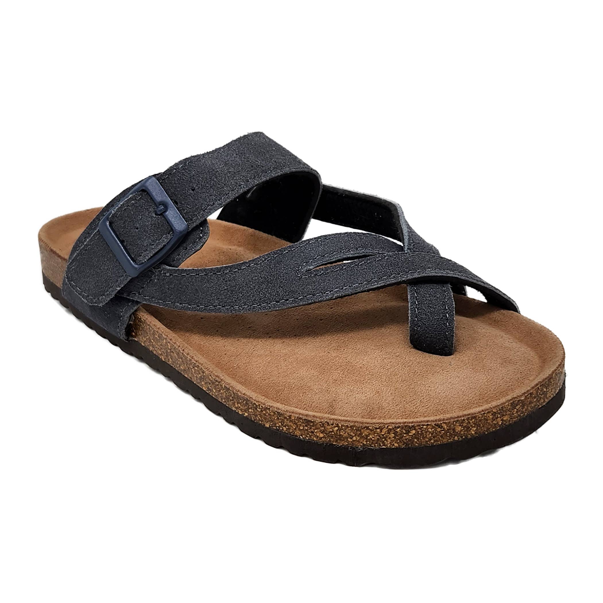 Womens weaved leather toe strap footbed sandal