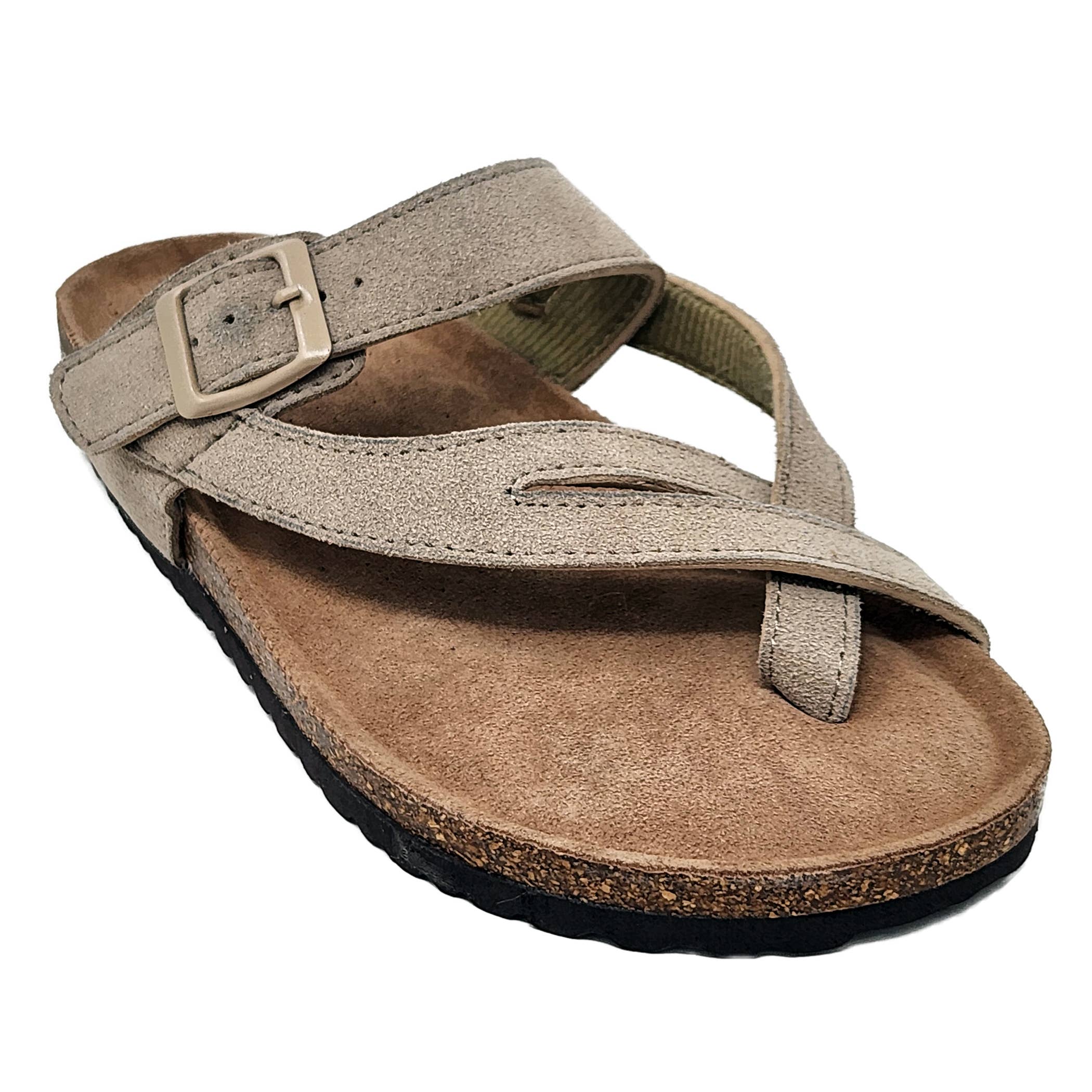 Womens weaved leather toe strap footbed sandal