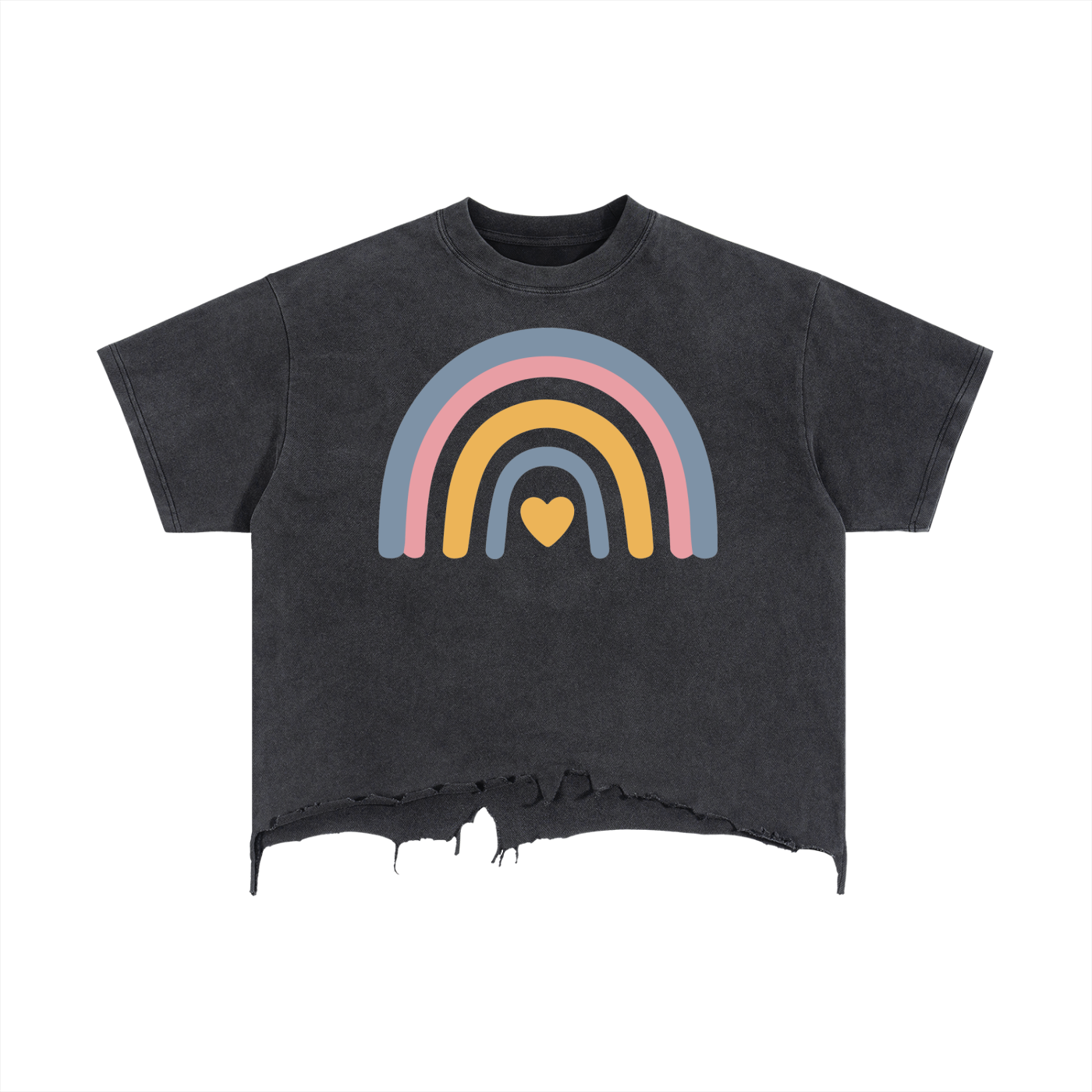 Vintage Wash Boxy Distressed Hem Tee