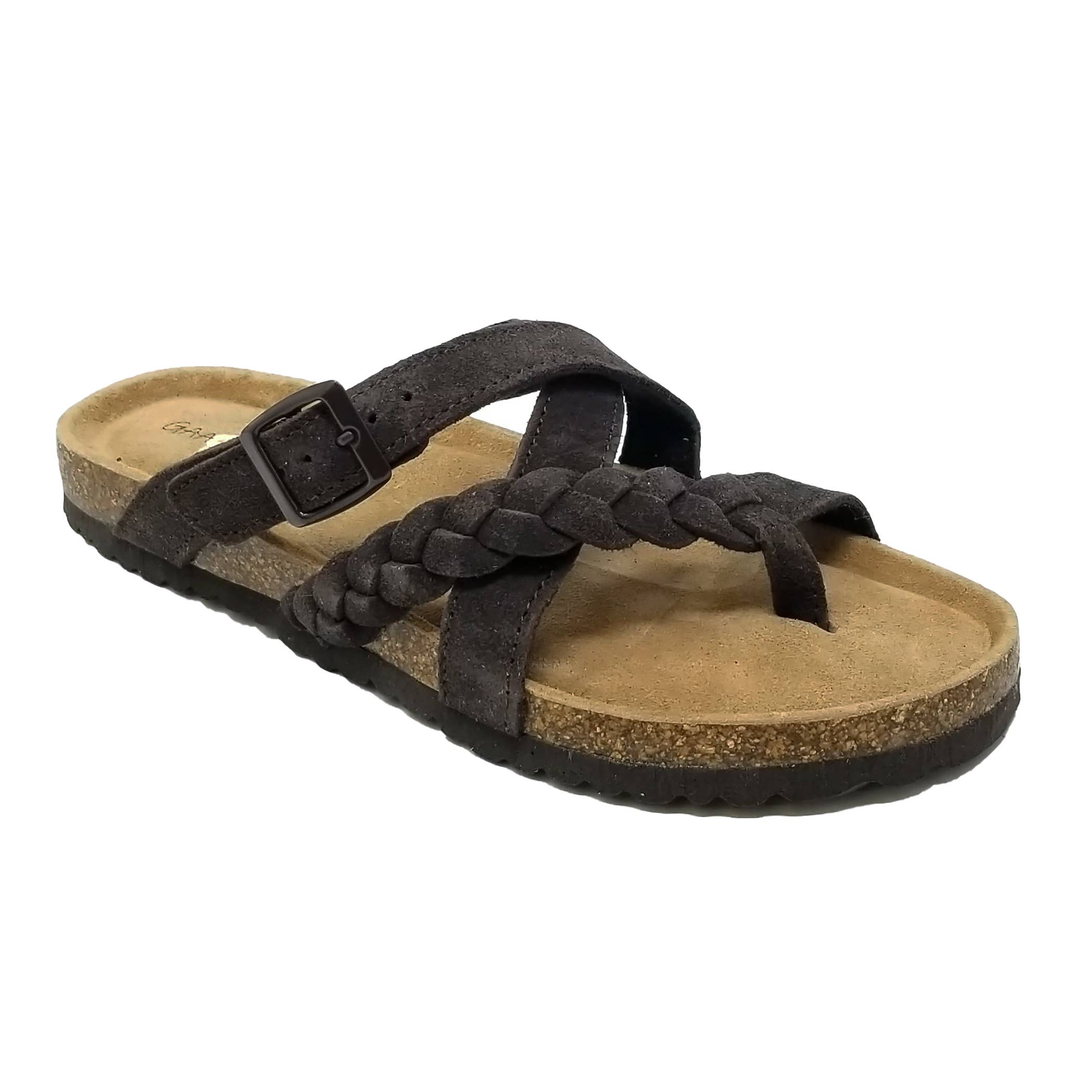 Braided Criss Cross Buckled Leather Footbed Sandal