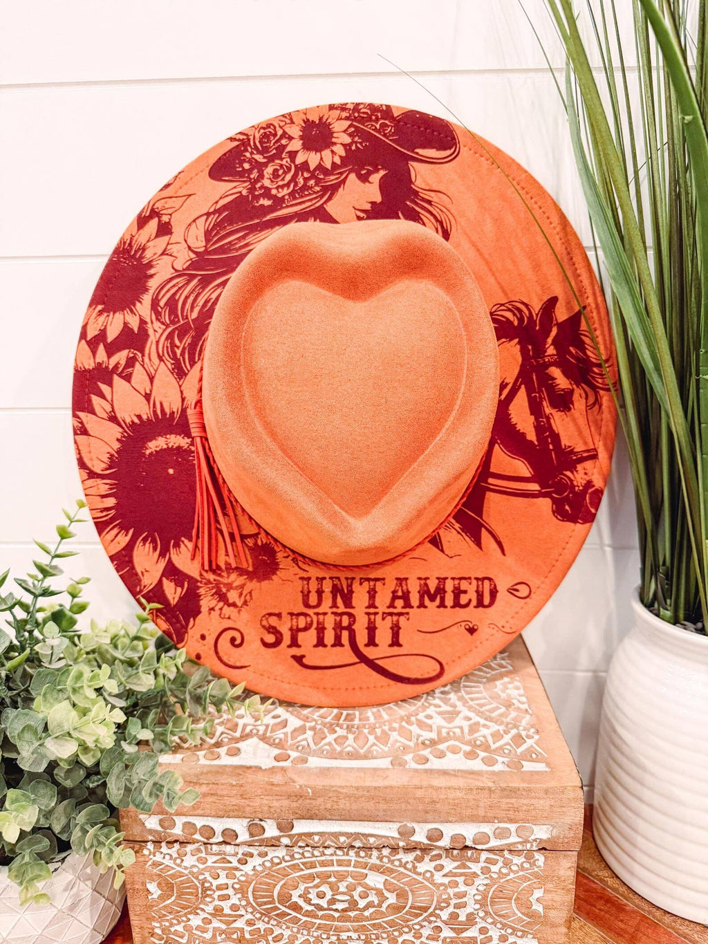 Cowgirl Engraved Heart Hat