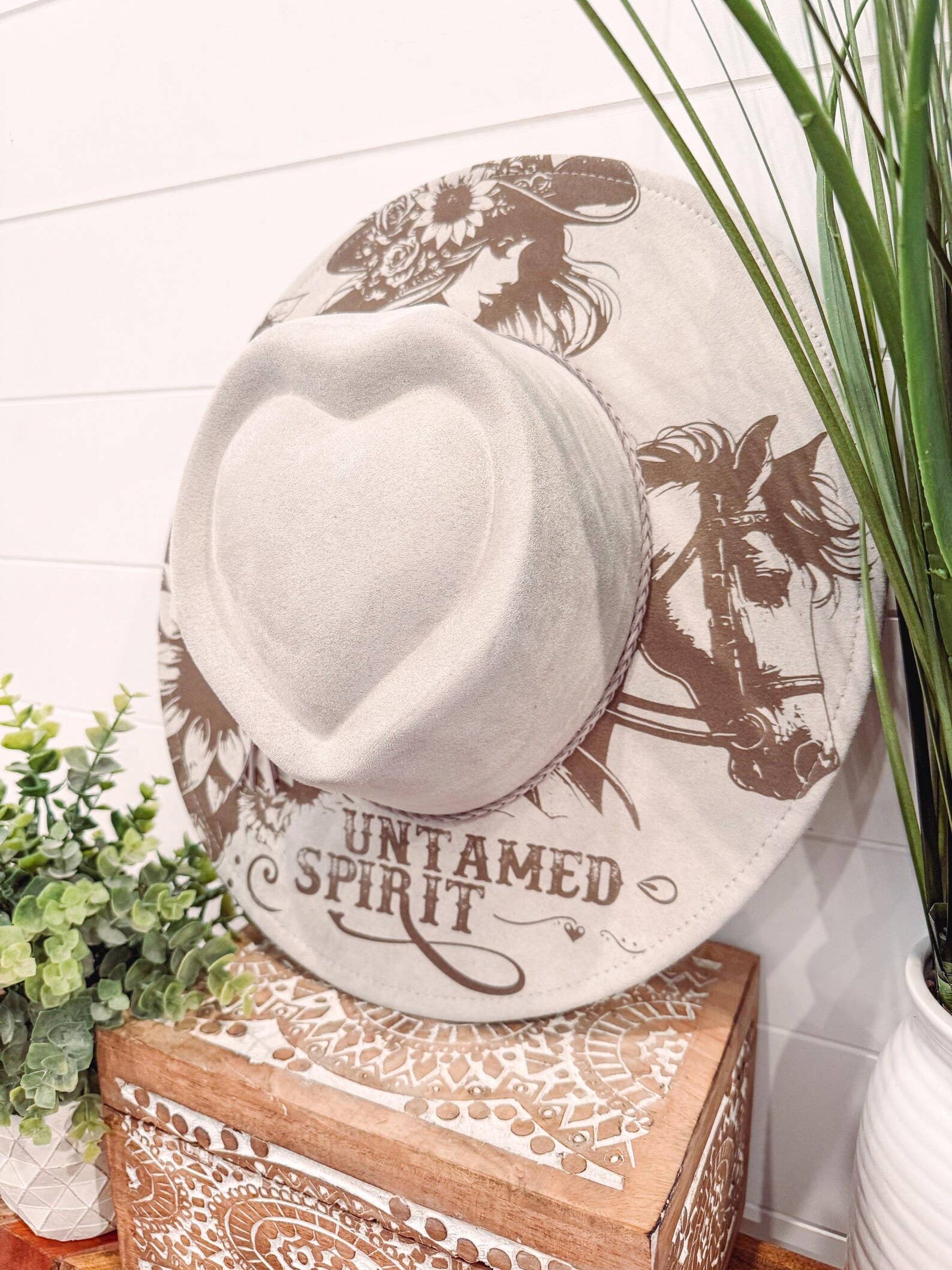 Cowgirl Engraved Heart Hat