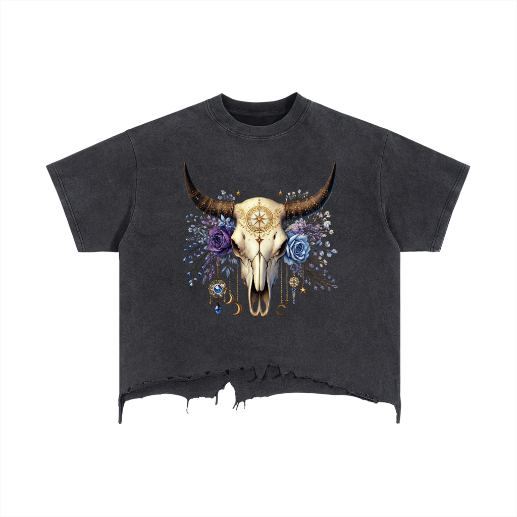 Vintage Wash Boxy Distressed Hem Tee