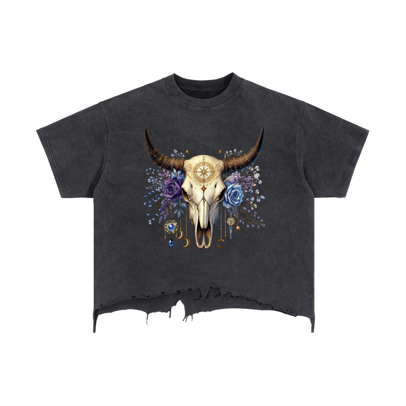 Vintage Wash Boxy Distressed Hem Tee