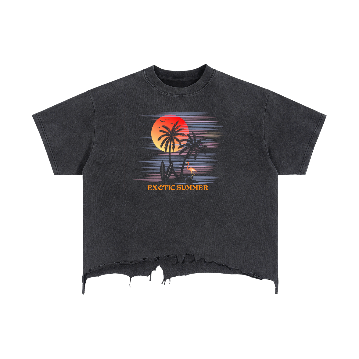Vintage Wash Boxy Distressed Hem Tee