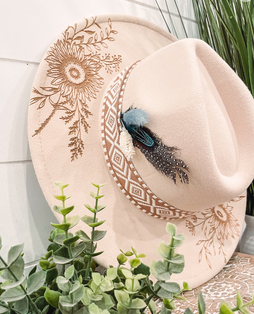 Engraved Floral Hat