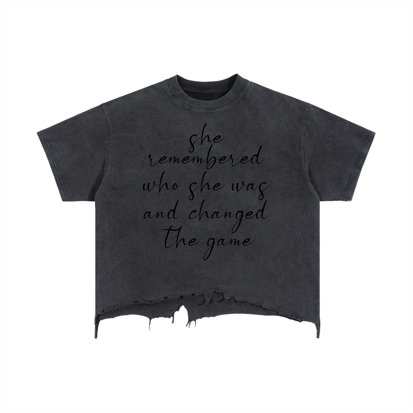 Vintage Wash Boxy Distressed Hem Tee