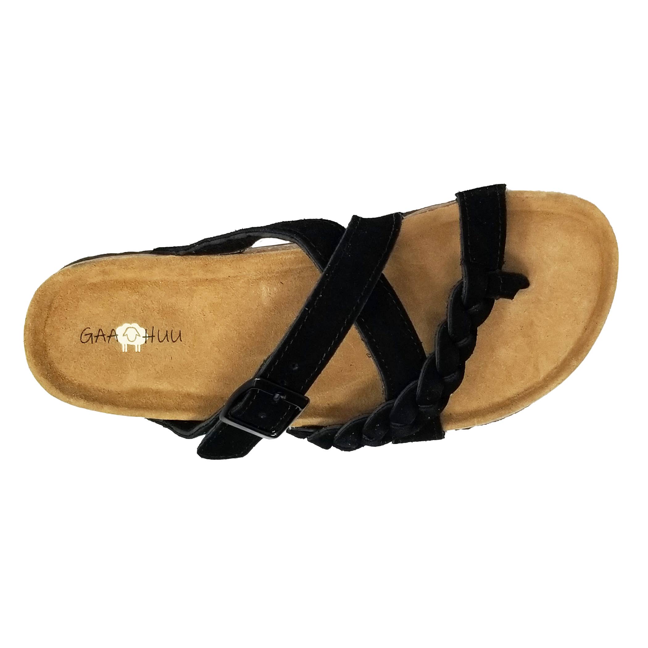 Braided Criss Cross Buckled Leather Footbed Sandal