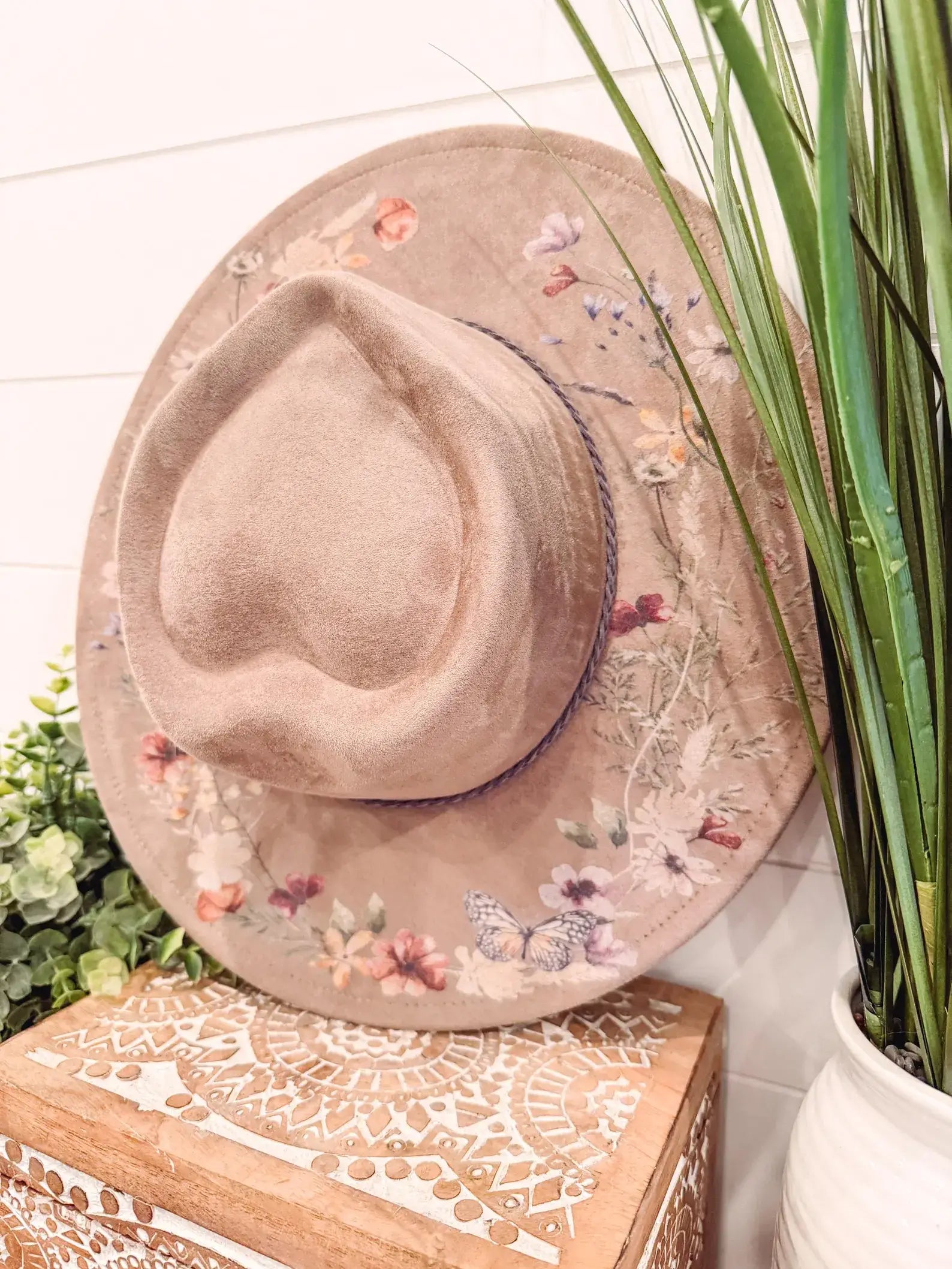 Floral Print Heart Hat
