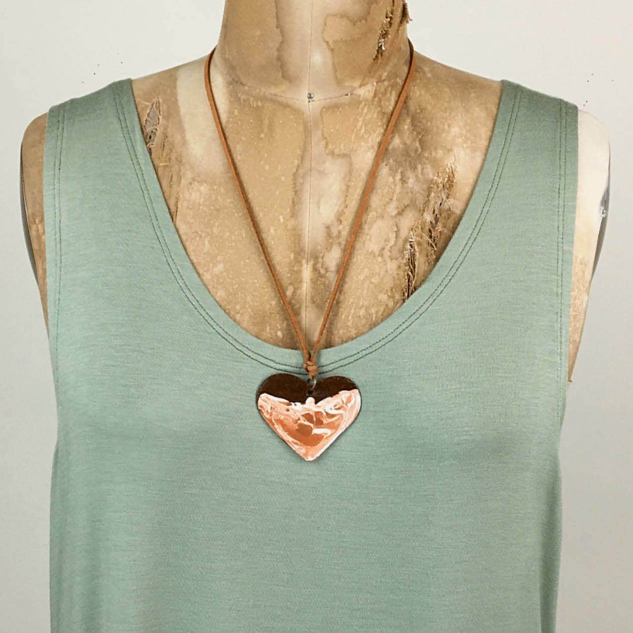 Adobe Swirl Wide Heart Necklace