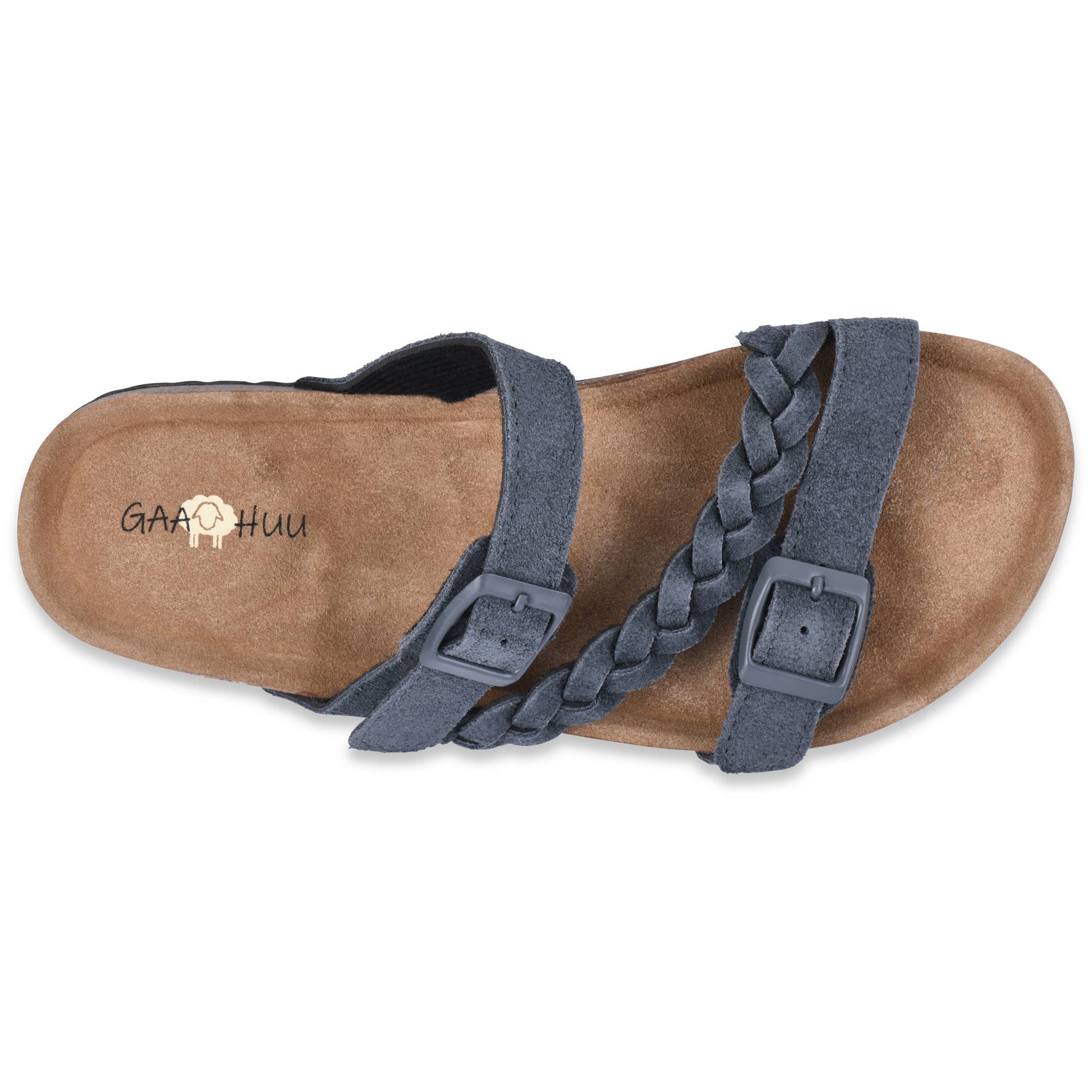 Braided Adjustable 2 Strap Suede Leather Footbed Sandal