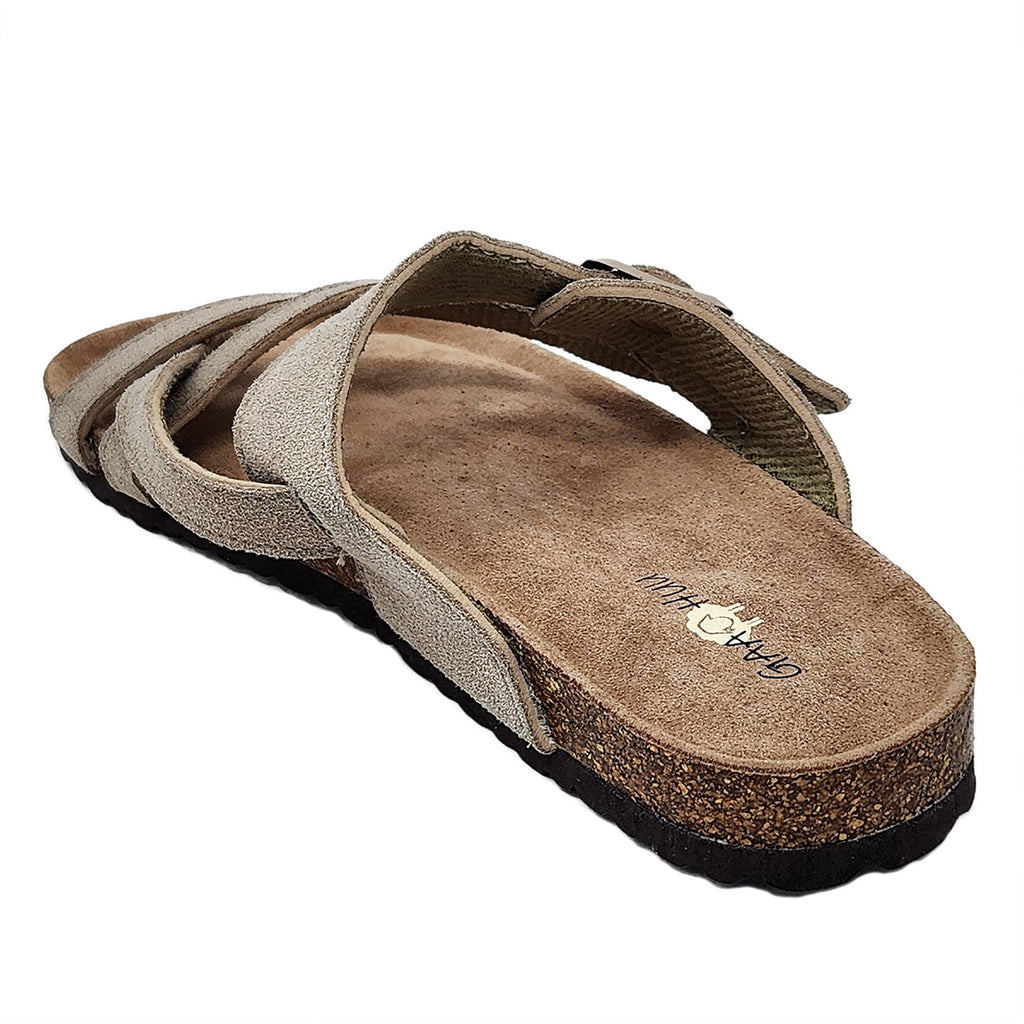 Womens weaved leather toe strap footbed sandal