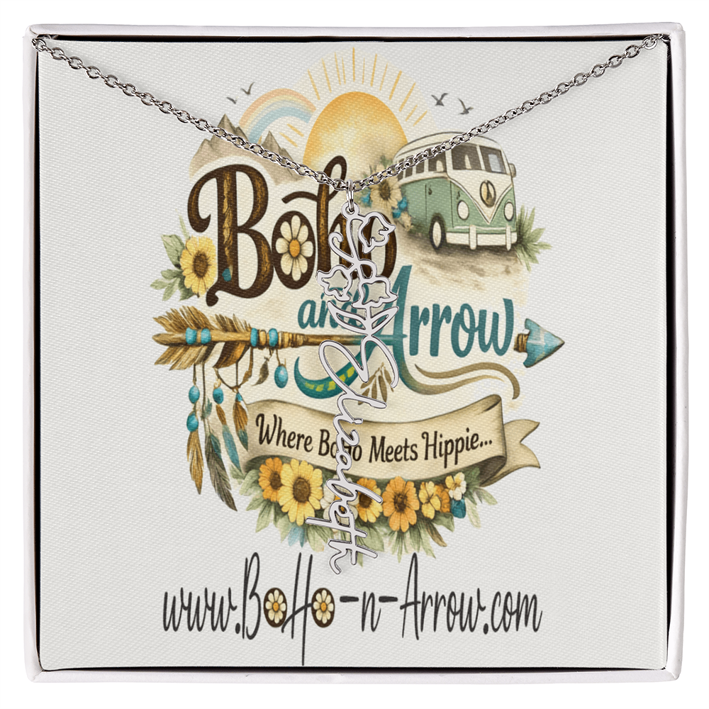 Personalized Birth Flower Name Necklace – BoHo Floral Keepsake Gift