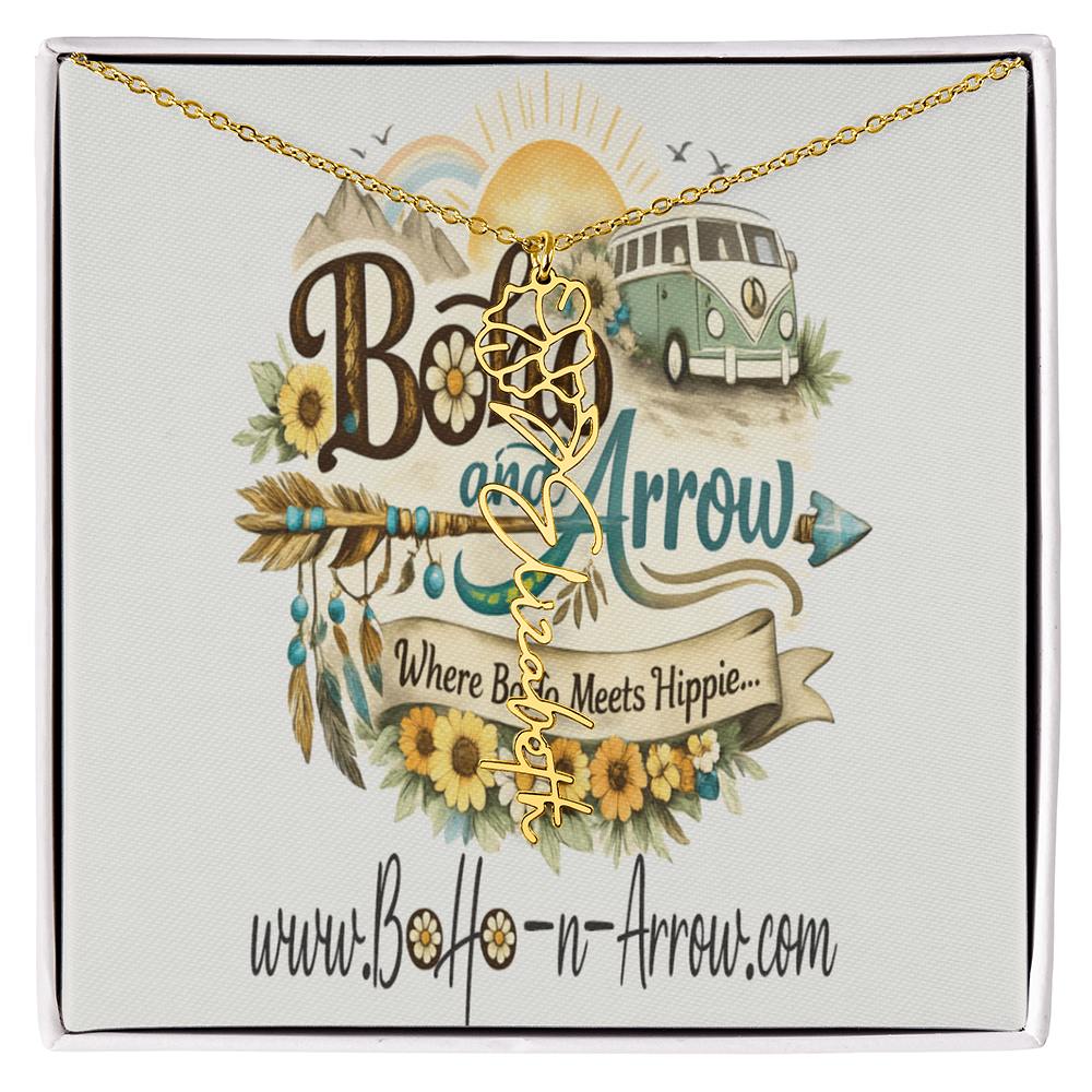 Personalized Birth Flower Name Necklace – BoHo Floral Keepsake Gift