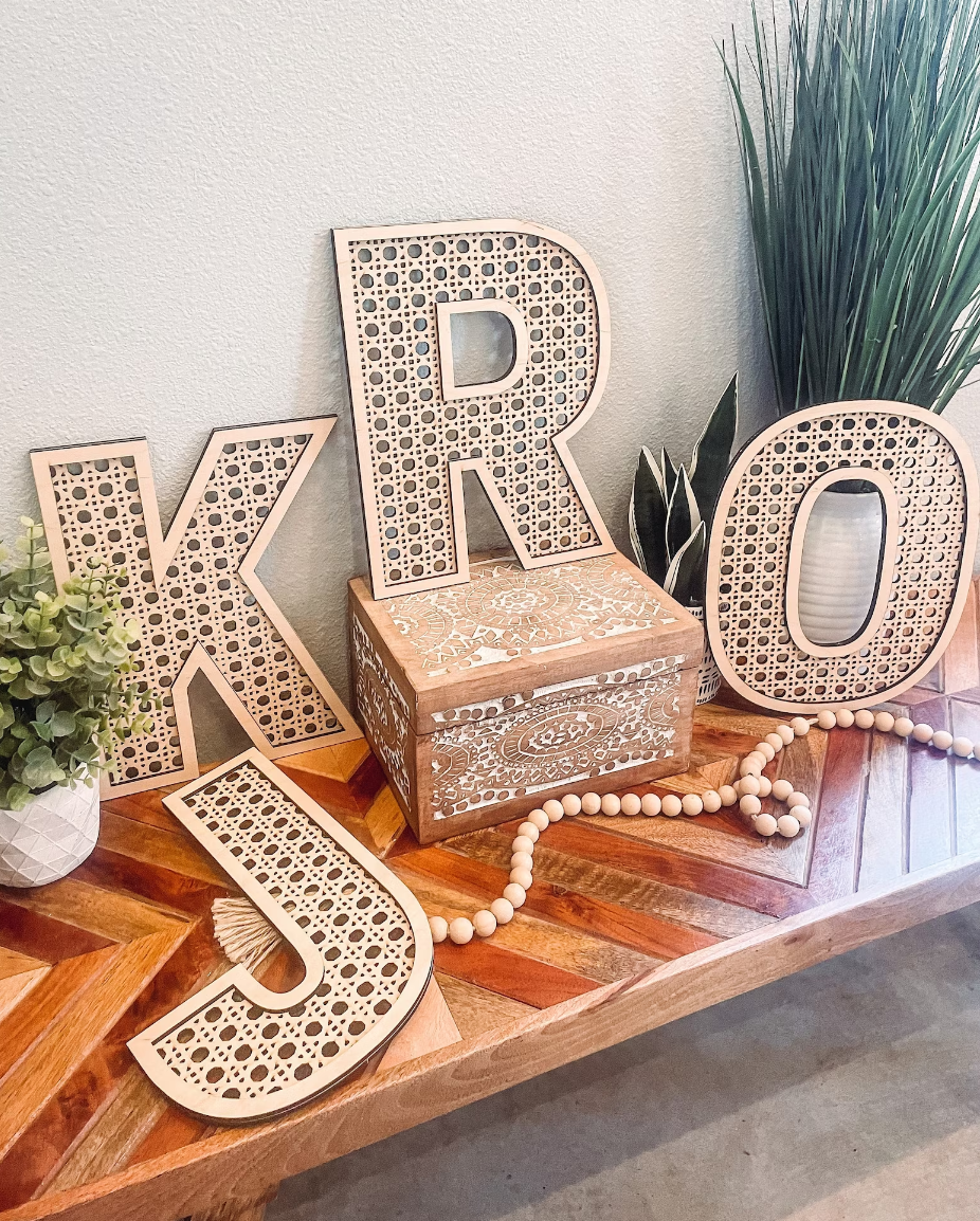 Boho Rattan Letter