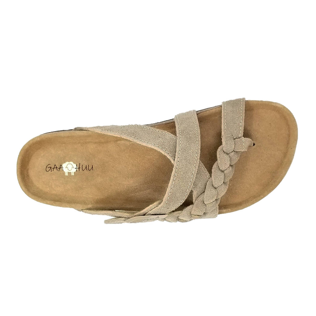 Braided Criss Cross Buckled Leather Footbed Sandal