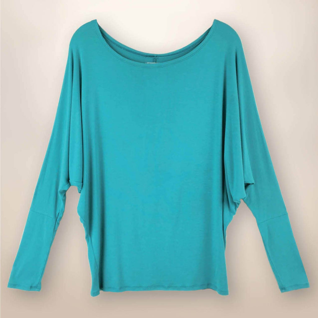 Turquoise Jaidyn  Long Sleeve Shirt with Dolman Sleeves