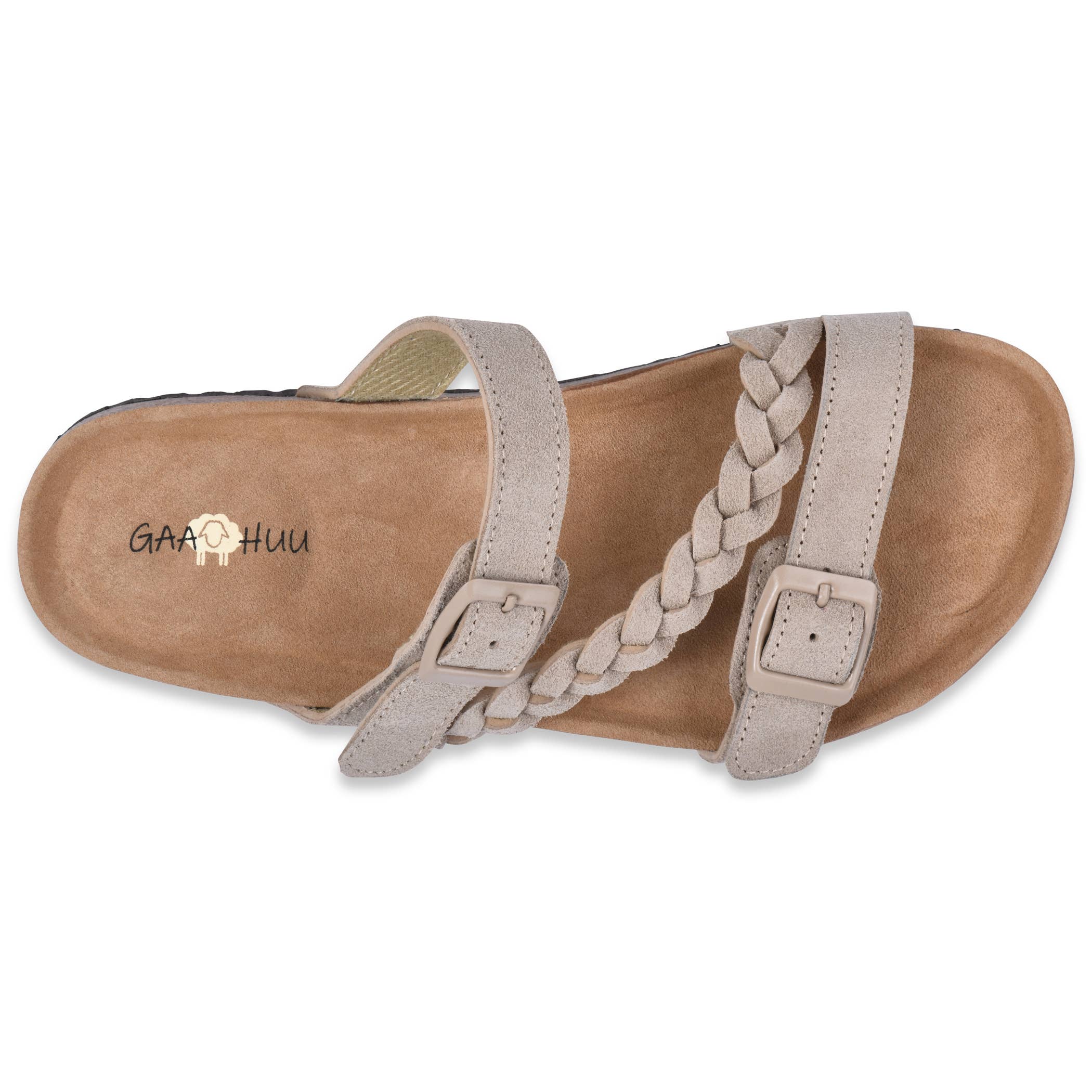 Braided Adjustable 2 Strap Suede Leather Footbed Sandal