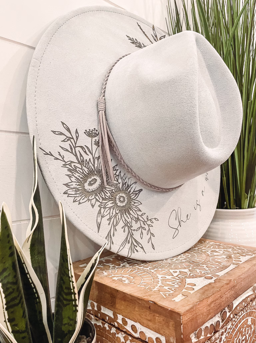 Engraved Floral Hat