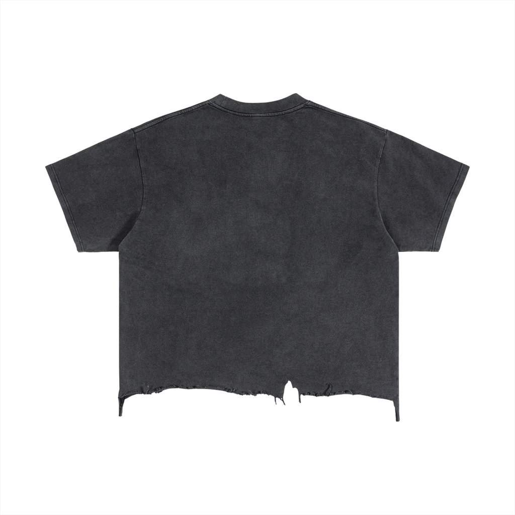 Vintage Wash Boxy Distressed Hem Tee