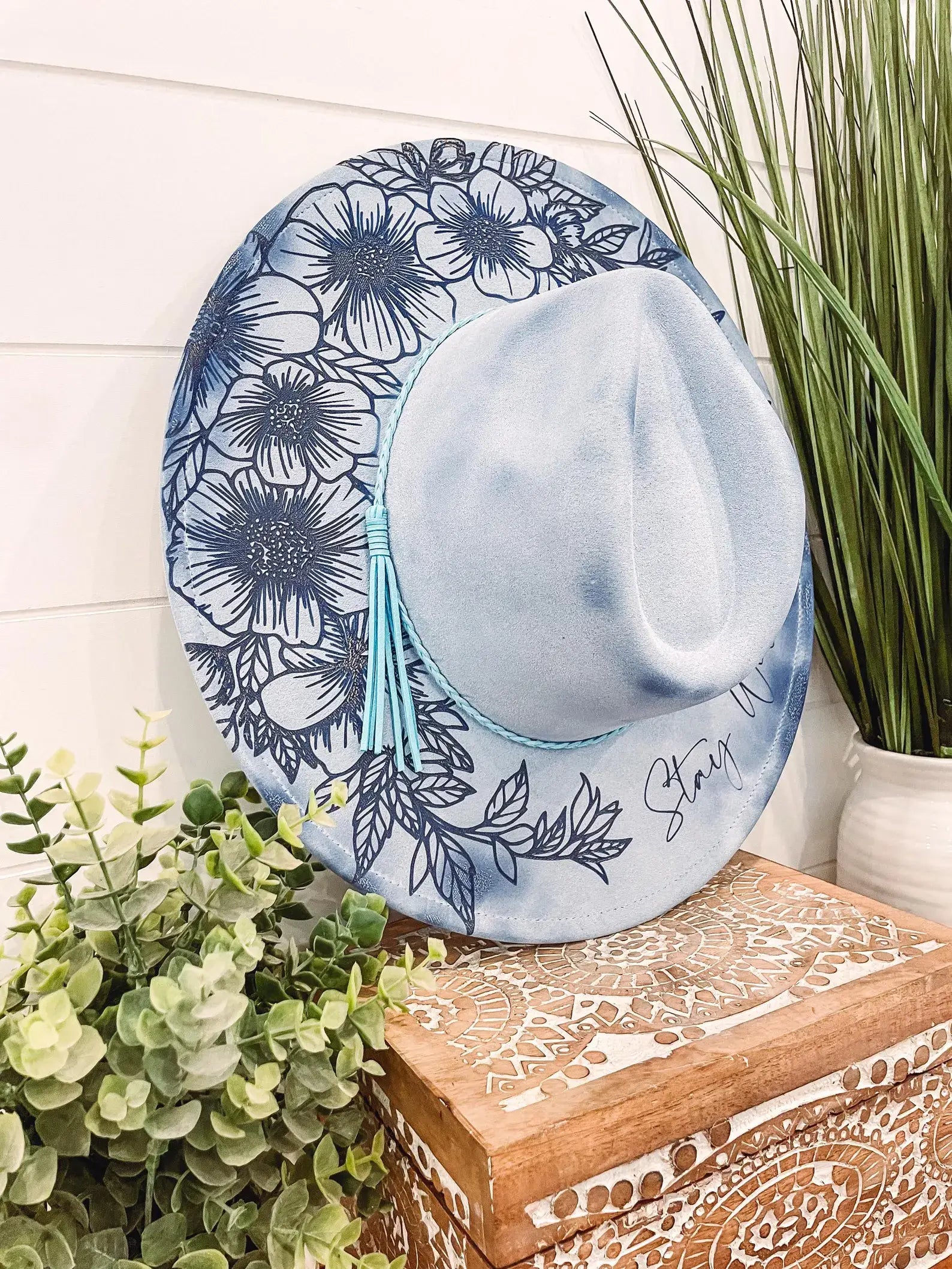 Engraved Floral Hat