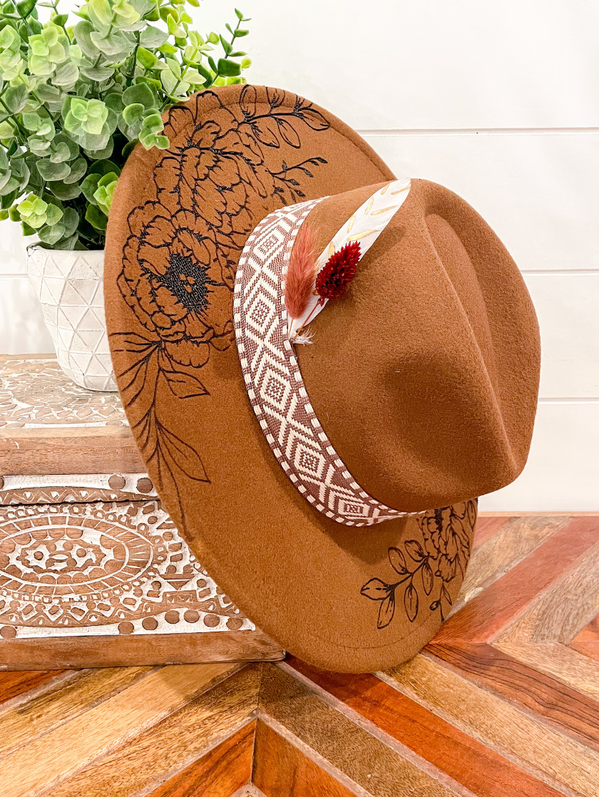 Engraved Floral Hat